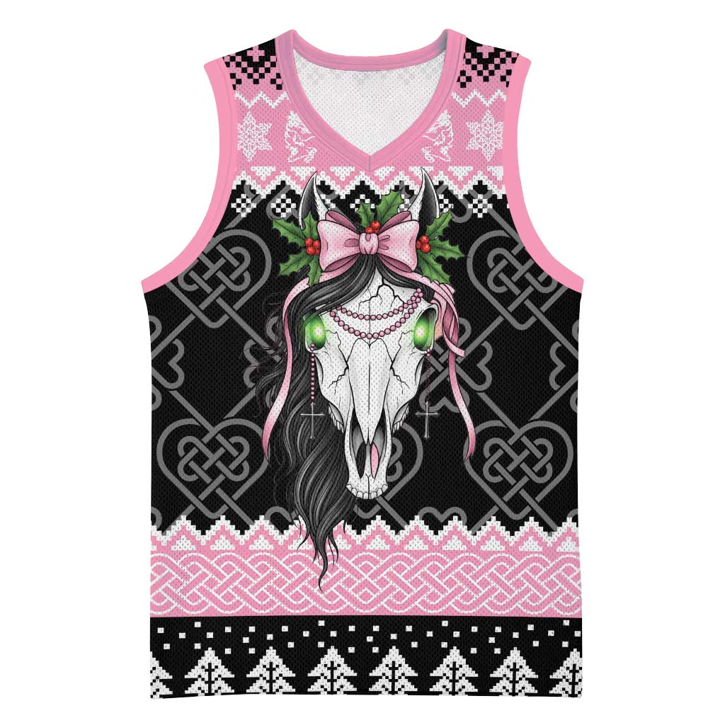 Anglesey Wales Christmas Basketball Jersey Pink Mari Lwyd Welsh Celtic Knot - Wonder Print Shop