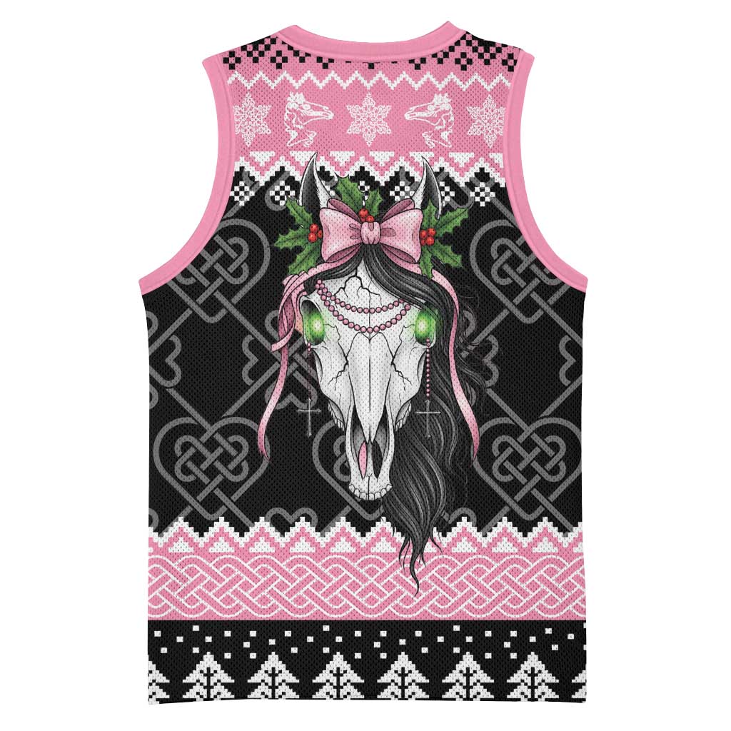Anglesey Wales Christmas Basketball Jersey Pink Mari Lwyd Welsh Celtic Knot - Wonder Print Shop