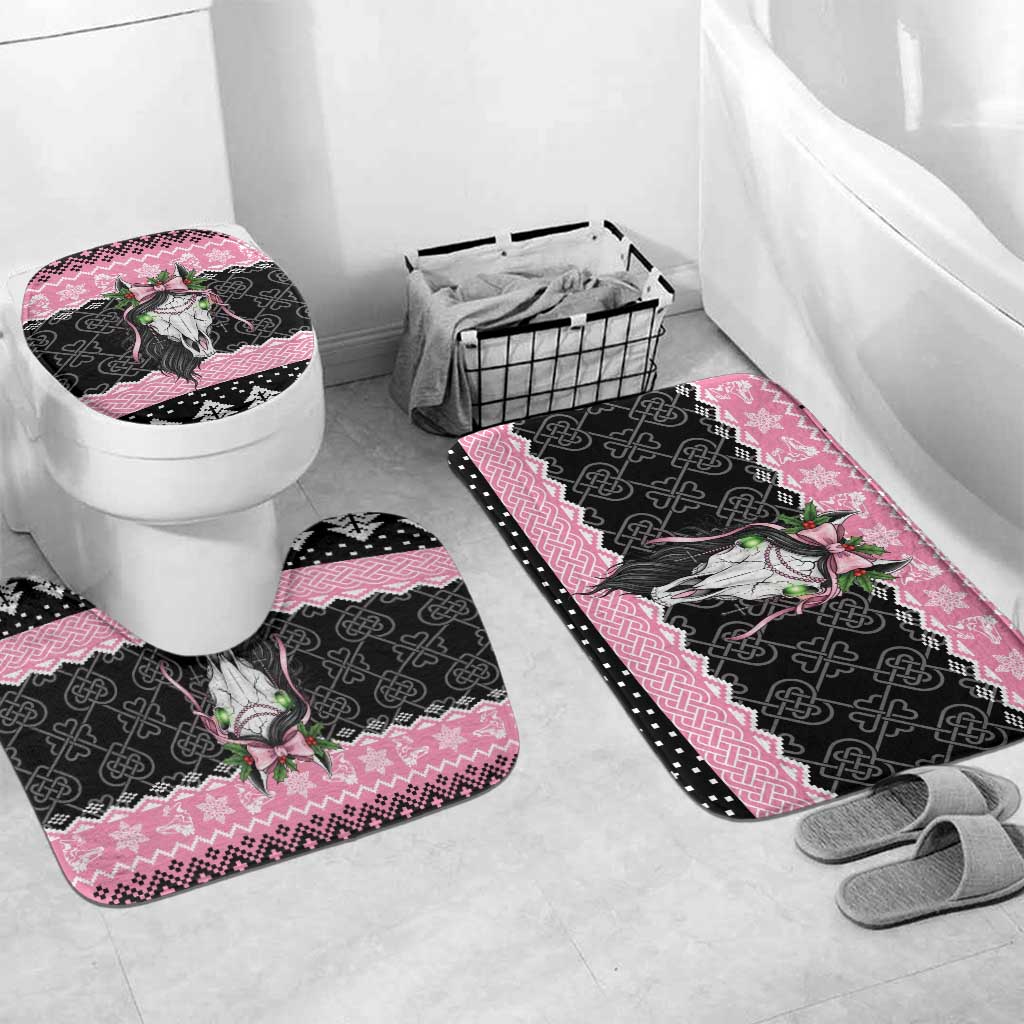 Anglesey Wales Christmas Bathroom Set Pink Mari Lwyd Welsh Celtic Knot - Wonder Print Shop