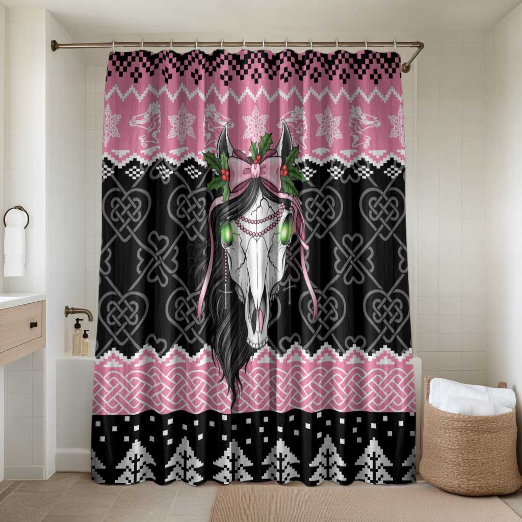 Anglesey Wales Christmas Bathroom Set Pink Mari Lwyd Welsh Celtic Knot - Wonder Print Shop