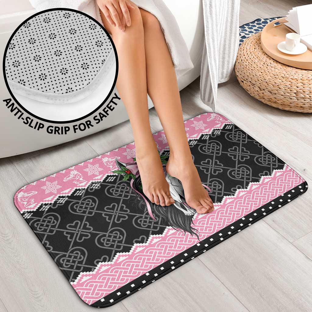 Anglesey Wales Christmas Bathroom Set Pink Mari Lwyd Welsh Celtic Knot - Wonder Print Shop