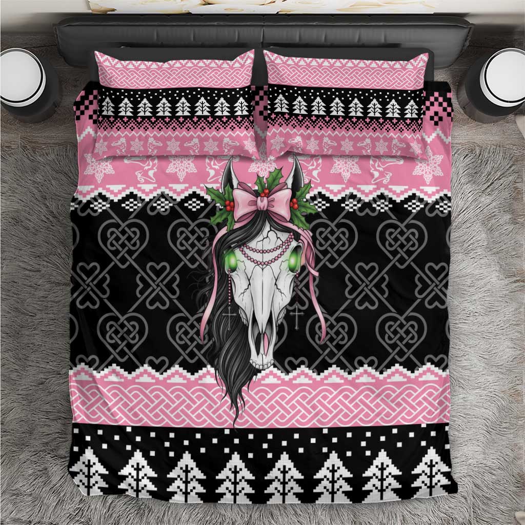 Anglesey Wales Christmas Bedding Set Pink Mari Lwyd Welsh Celtic Knot - Wonder Print Shop