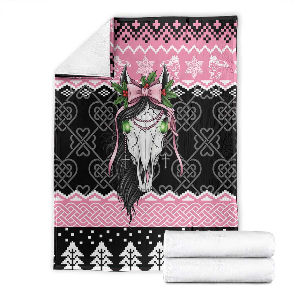 Anglesey Wales Christmas Blanket Pink Mari Lwyd Welsh Celtic Knot - Wonder Print Shop