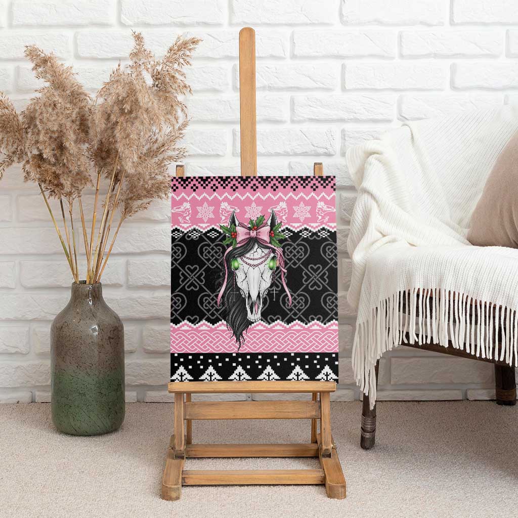 Anglesey Wales Christmas Canvas Wall Art Pink Mari Lwyd Welsh Celtic Knot - Wonder Print Shop