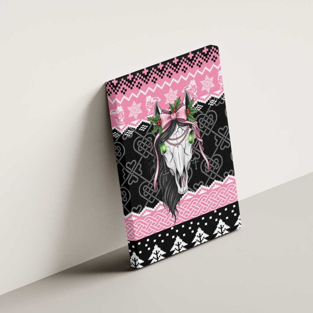Anglesey Wales Christmas Canvas Wall Art Pink Mari Lwyd Welsh Celtic Knot - Wonder Print Shop