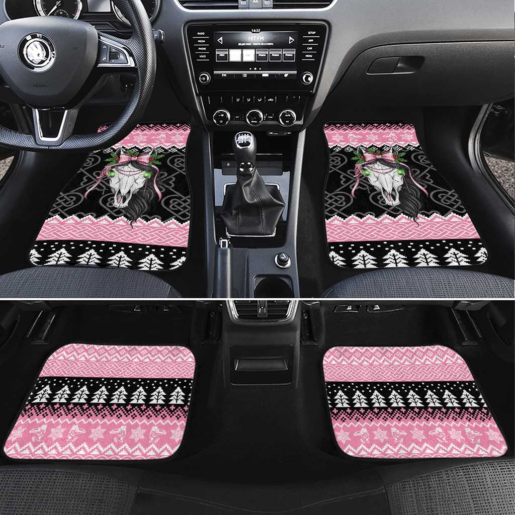 Anglesey Wales Christmas Car Mats Pink Mari Lwyd Welsh Celtic Knot - Wonder Print Shop