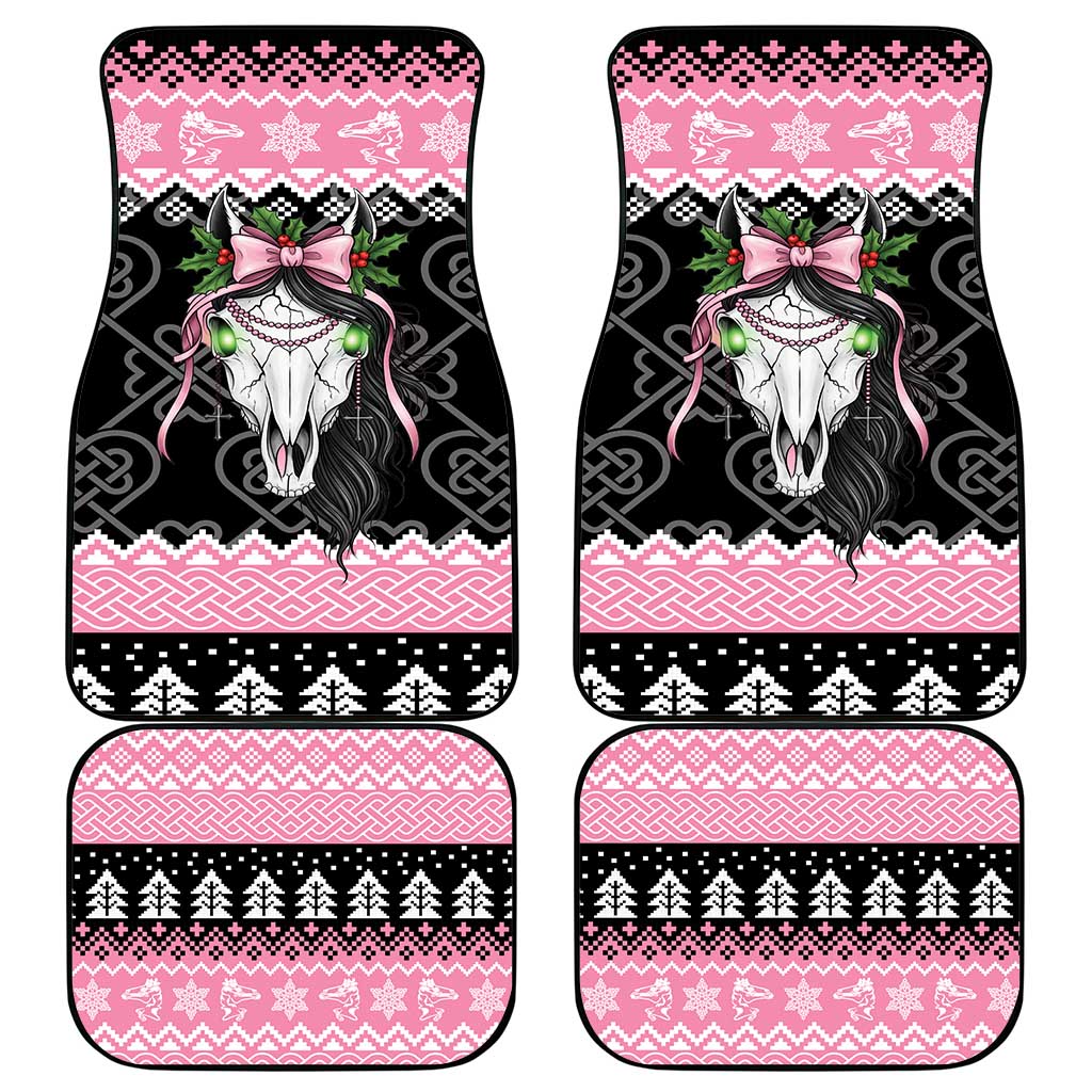 Anglesey Wales Christmas Car Mats Pink Mari Lwyd Welsh Celtic Knot - Wonder Print Shop