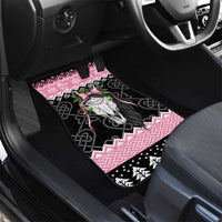Anglesey Wales Christmas Car Mats Pink Mari Lwyd Welsh Celtic Knot - Wonder Print Shop