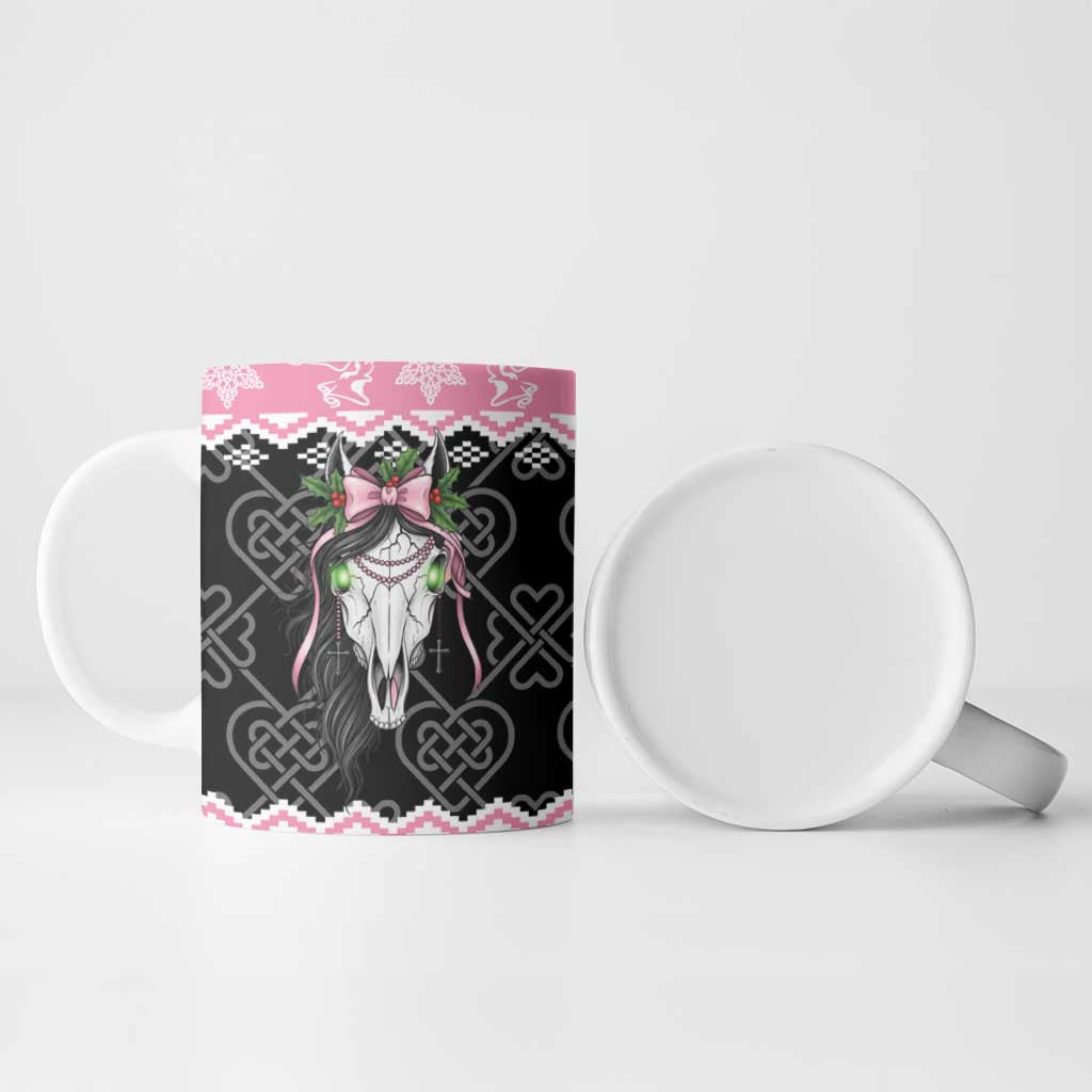 Anglesey Wales Christmas Ceramic Mug Pink Mari Lwyd Welsh Celtic Knot - Wonder Print Shop