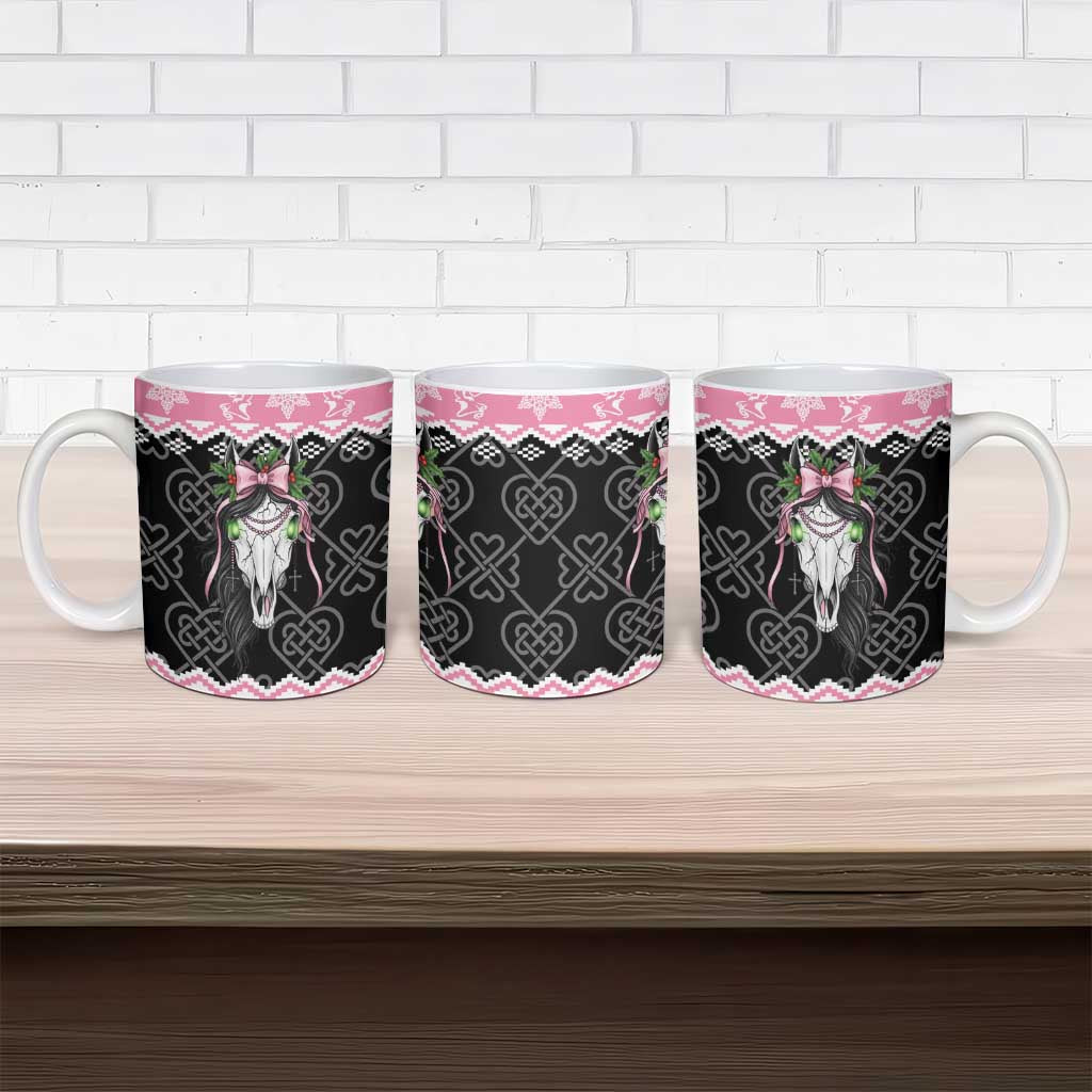 Anglesey Wales Christmas Ceramic Mug Pink Mari Lwyd Welsh Celtic Knot - Wonder Print Shop