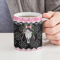 Anglesey Wales Christmas Ceramic Mug Pink Mari Lwyd Welsh Celtic Knot - Wonder Print Shop