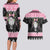 Anglesey Wales Christmas Couples Matching Long Sleeve Bodycon Dress and Hawaiian Shirt Pink Mari Lwyd Welsh Celtic Knot - Wonder Print Shop