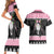 Anglesey Wales Christmas Couples Matching Short Sleeve Bodycon Dress and Hawaiian Shirt Pink Mari Lwyd Welsh Celtic Knot - Wonder Print Shop