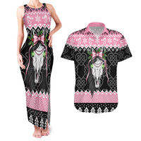 Anglesey Wales Christmas Couples Matching Tank Maxi Dress and Hawaiian Shirt Pink Mari Lwyd Welsh Celtic Knot - Wonder Print Shop