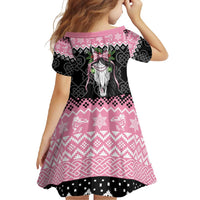 Anglesey Wales Christmas Family Matching Long Sleeve Bodycon Dress and Hawaiian Shirt Pink Mari Lwyd Welsh Celtic Knot - Wonder Print Shop