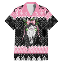 Anglesey Wales Christmas Family Matching Mermaid Dress and Hawaiian Shirt Pink Mari Lwyd Welsh Celtic Knot - Wonder Print Shop