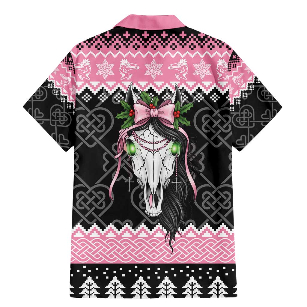 Anglesey Wales Christmas Family Matching Mermaid Dress and Hawaiian Shirt Pink Mari Lwyd Welsh Celtic Knot - Wonder Print Shop