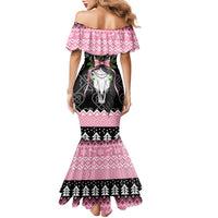 Anglesey Wales Christmas Family Matching Mermaid Dress and Hawaiian Shirt Pink Mari Lwyd Welsh Celtic Knot - Wonder Print Shop