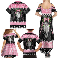 Anglesey Wales Christmas Family Matching Summer Maxi Dress and Hawaiian Shirt Pink Mari Lwyd Welsh Celtic Knot - Wonder Print Shop