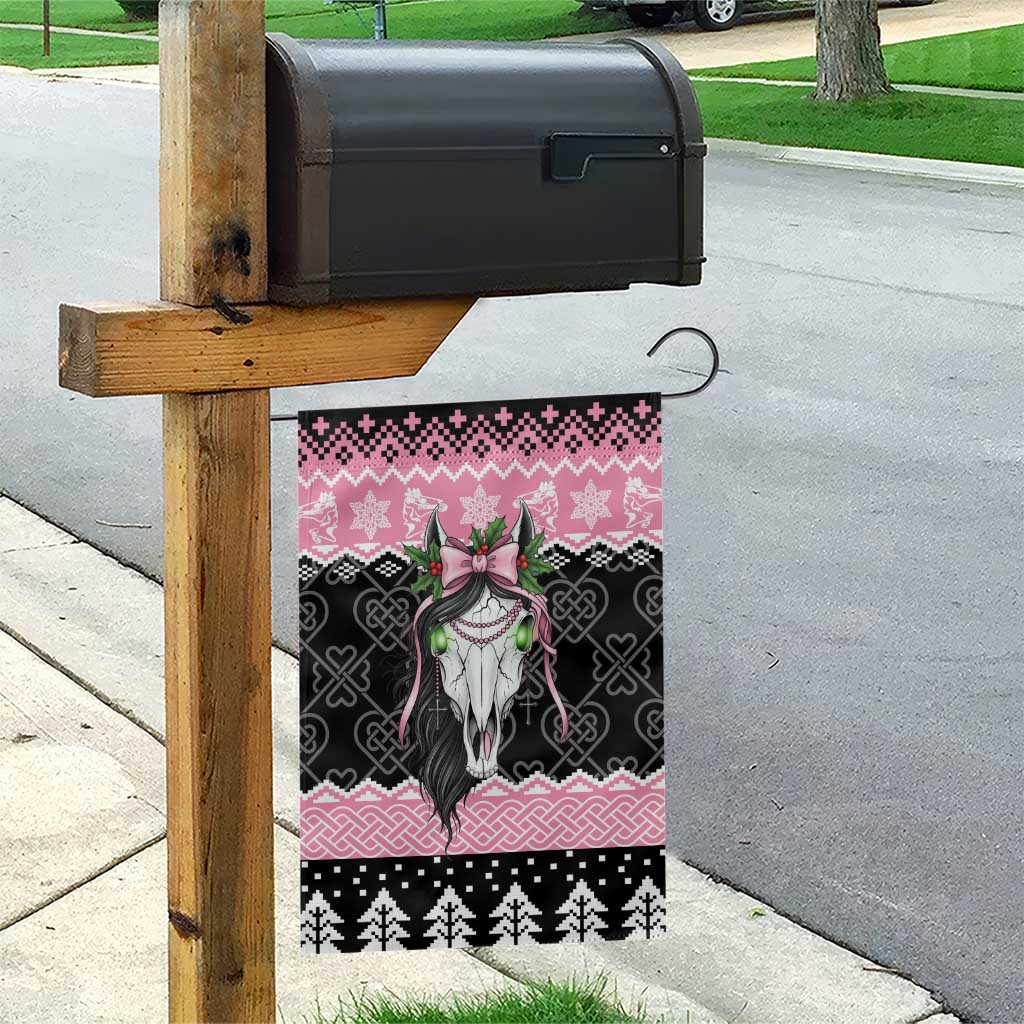 Anglesey Wales Christmas Garden Flag Pink Mari Lwyd Welsh Celtic Knot - Wonder Print Shop