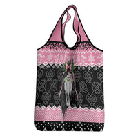 Anglesey Wales Christmas Grocery Bag Pink Mari Lwyd Welsh Celtic Knot - Wonder Print Shop