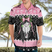 Anglesey Wales Christmas Hawaiian Shirt Pink Mari Lwyd Welsh Celtic Knot - Wonder Print Shop
