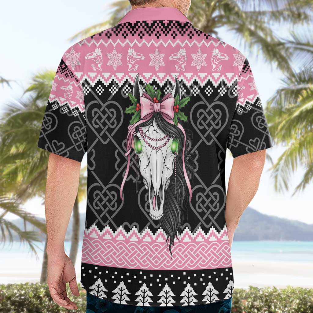 Anglesey Wales Christmas Hawaiian Shirt Pink Mari Lwyd Welsh Celtic Knot - Wonder Print Shop