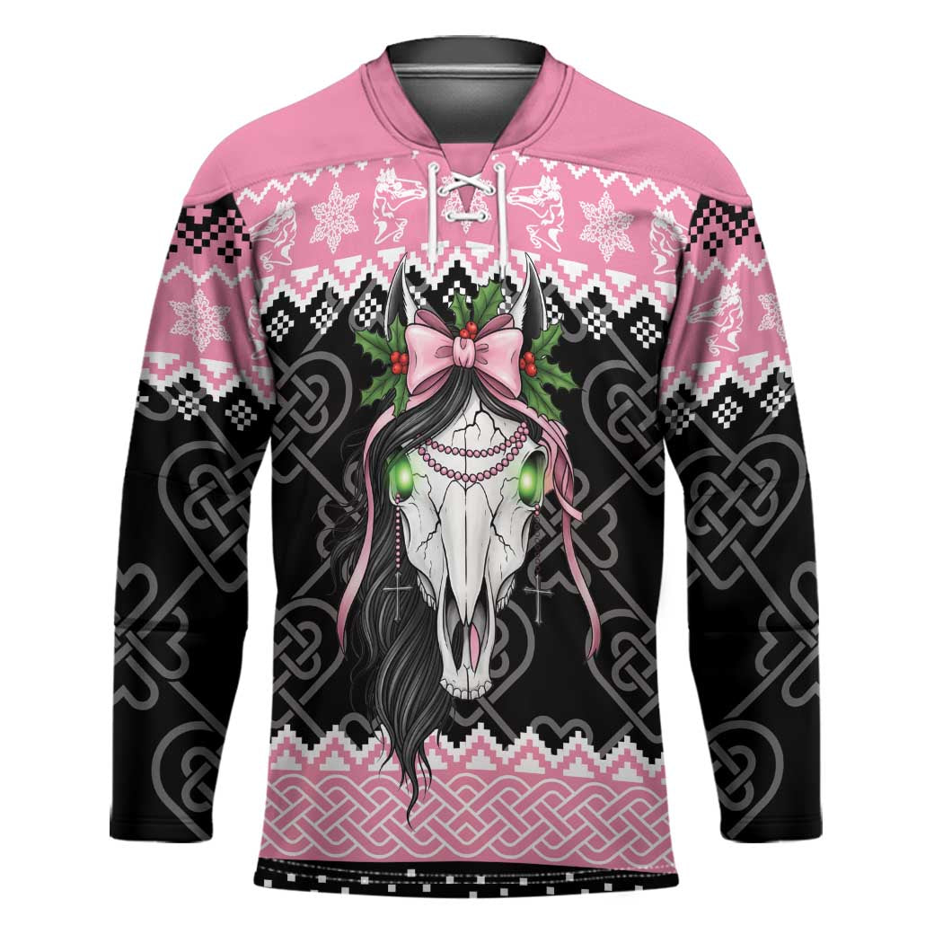 Anglesey Wales Christmas Hockey Jersey Pink Mari Lwyd Welsh Celtic Knot - Wonder Print Shop
