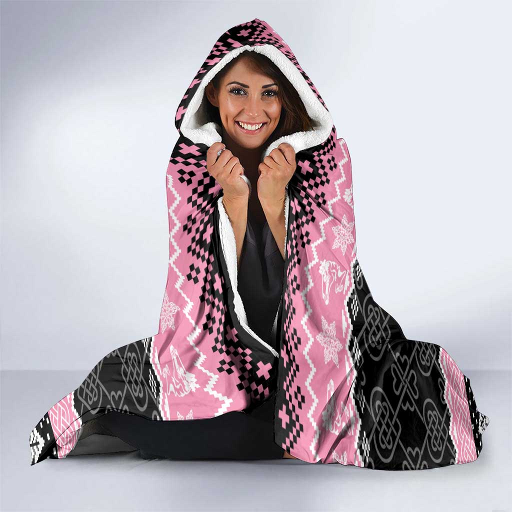 Anglesey Wales Christmas Hooded Blanket Pink Mari Lwyd Welsh Celtic Knot - Wonder Print Shop