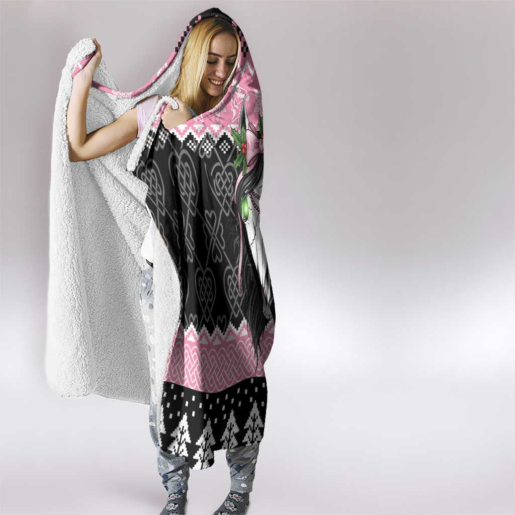 Anglesey Wales Christmas Hooded Blanket Pink Mari Lwyd Welsh Celtic Knot - Wonder Print Shop