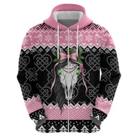 Anglesey Wales Christmas Hoodie Pink Mari Lwyd Welsh Celtic Knot - Wonder Print Shop