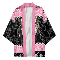 Anglesey Wales Christmas Kimono Pink Mari Lwyd Welsh Celtic Knot - Wonder Print Shop
