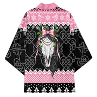 Anglesey Wales Christmas Kimono Pink Mari Lwyd Welsh Celtic Knot - Wonder Print Shop
