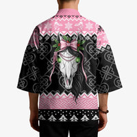 Anglesey Wales Christmas Kimono Pink Mari Lwyd Welsh Celtic Knot - Wonder Print Shop