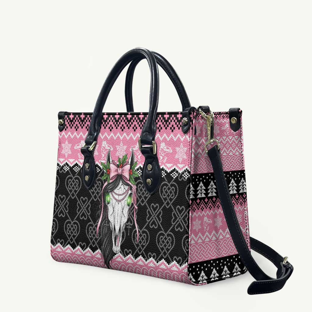 Anglesey Wales Christmas Leather Bag Pink Mari Lwyd Welsh Celtic Knot - Wonder Print Shop