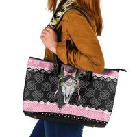 Anglesey Wales Christmas Leather Tote Bag Pink Mari Lwyd Welsh Celtic Knot - Wonder Print Shop