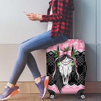 Anglesey Wales Christmas Luggage Cover Pink Mari Lwyd Welsh Celtic Knot - Wonder Print Shop