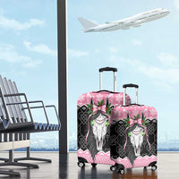Anglesey Wales Christmas Luggage Cover Pink Mari Lwyd Welsh Celtic Knot - Wonder Print Shop