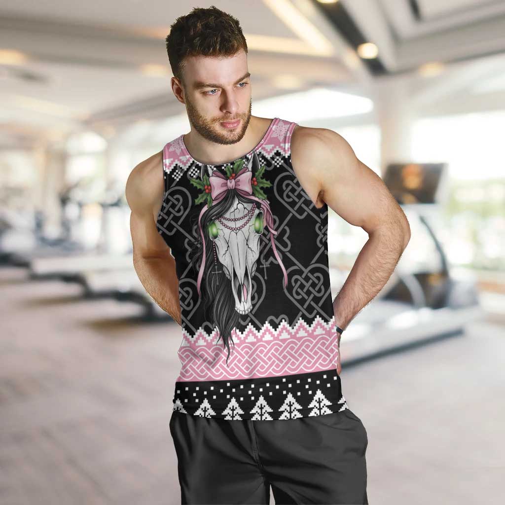 Anglesey Wales Christmas Men Tank Top Pink Mari Lwyd Welsh Celtic Knot - Wonder Print Shop