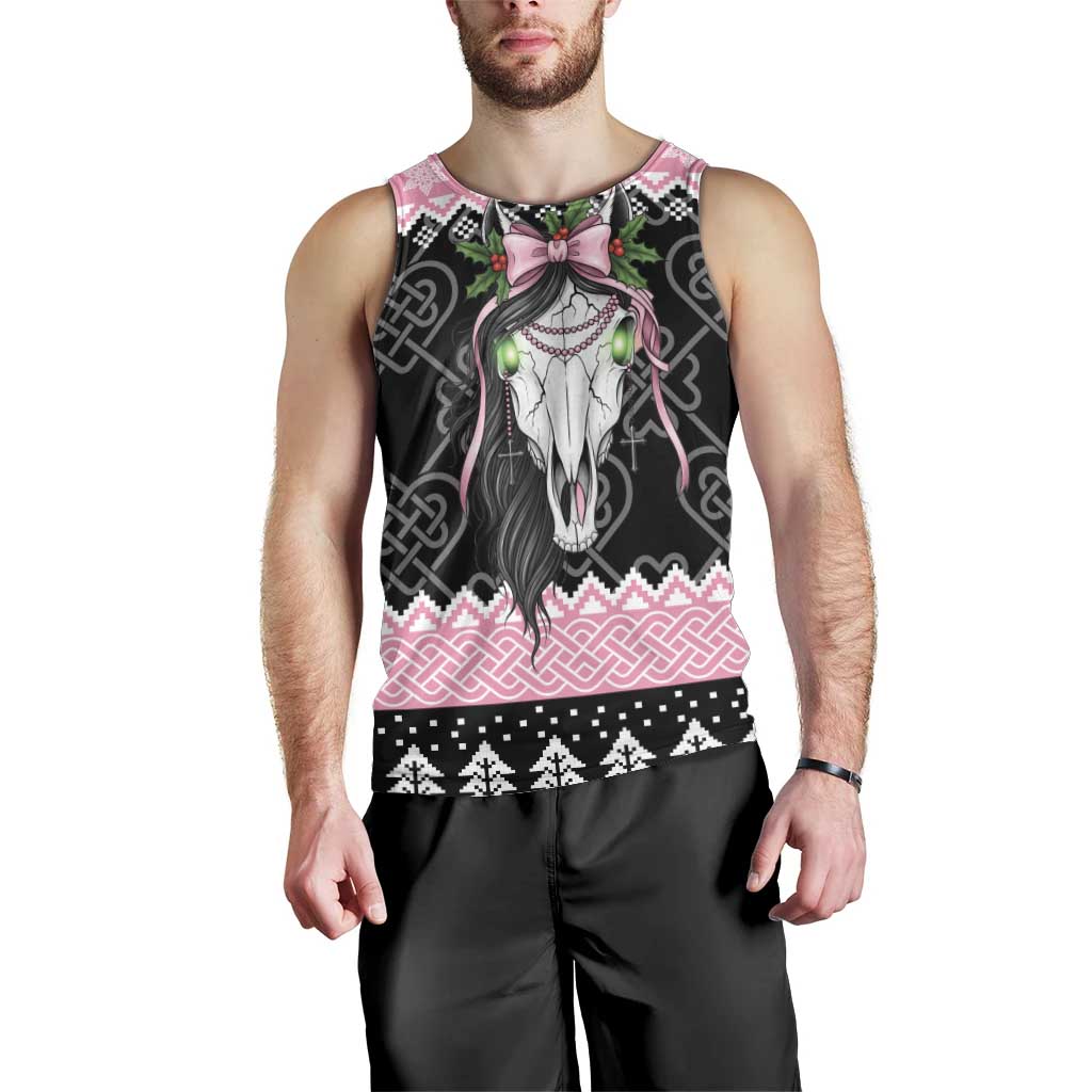 Anglesey Wales Christmas Men Tank Top Pink Mari Lwyd Welsh Celtic Knot - Wonder Print Shop