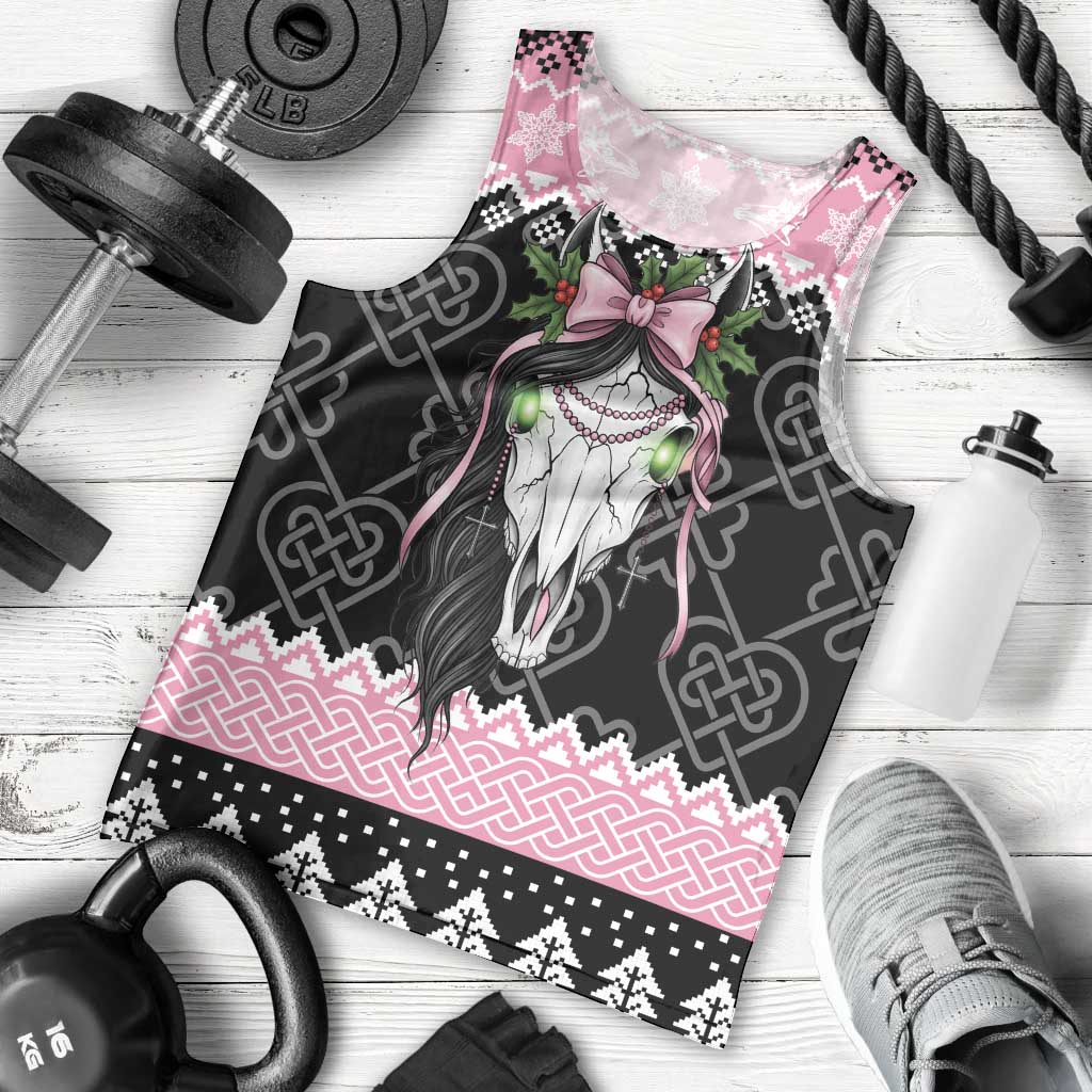 Anglesey Wales Christmas Men Tank Top Pink Mari Lwyd Welsh Celtic Knot - Wonder Print Shop