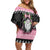 Anglesey Wales Christmas Off Shoulder Short Dress Pink Mari Lwyd Welsh Celtic Knot - Wonder Print Shop