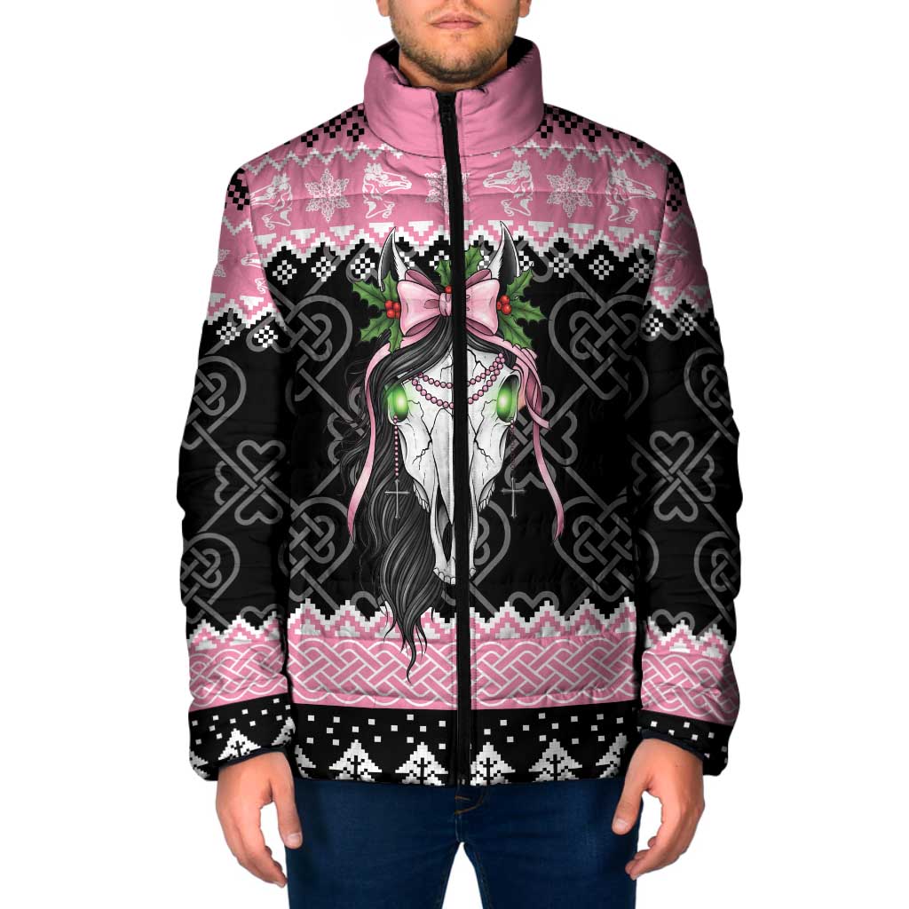 Anglesey Wales Christmas Padded Jacket Pink Mari Lwyd Welsh Celtic Knot - Wonder Print Shop