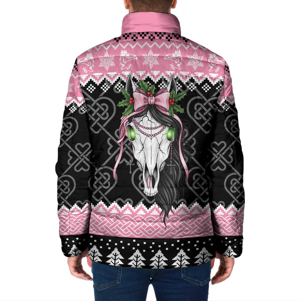 Anglesey Wales Christmas Padded Jacket Pink Mari Lwyd Welsh Celtic Knot - Wonder Print Shop