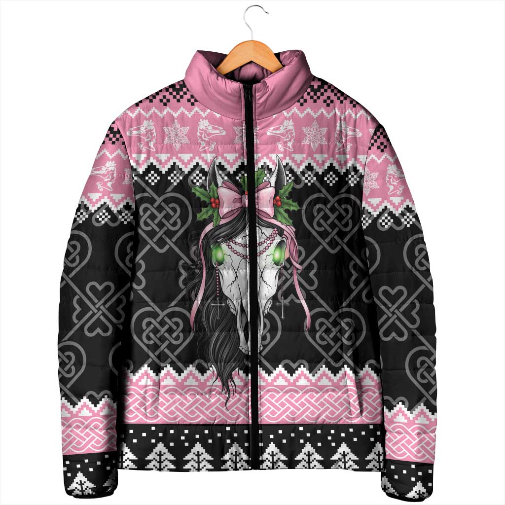 Anglesey Wales Christmas Padded Jacket Pink Mari Lwyd Welsh Celtic Knot - Wonder Print Shop