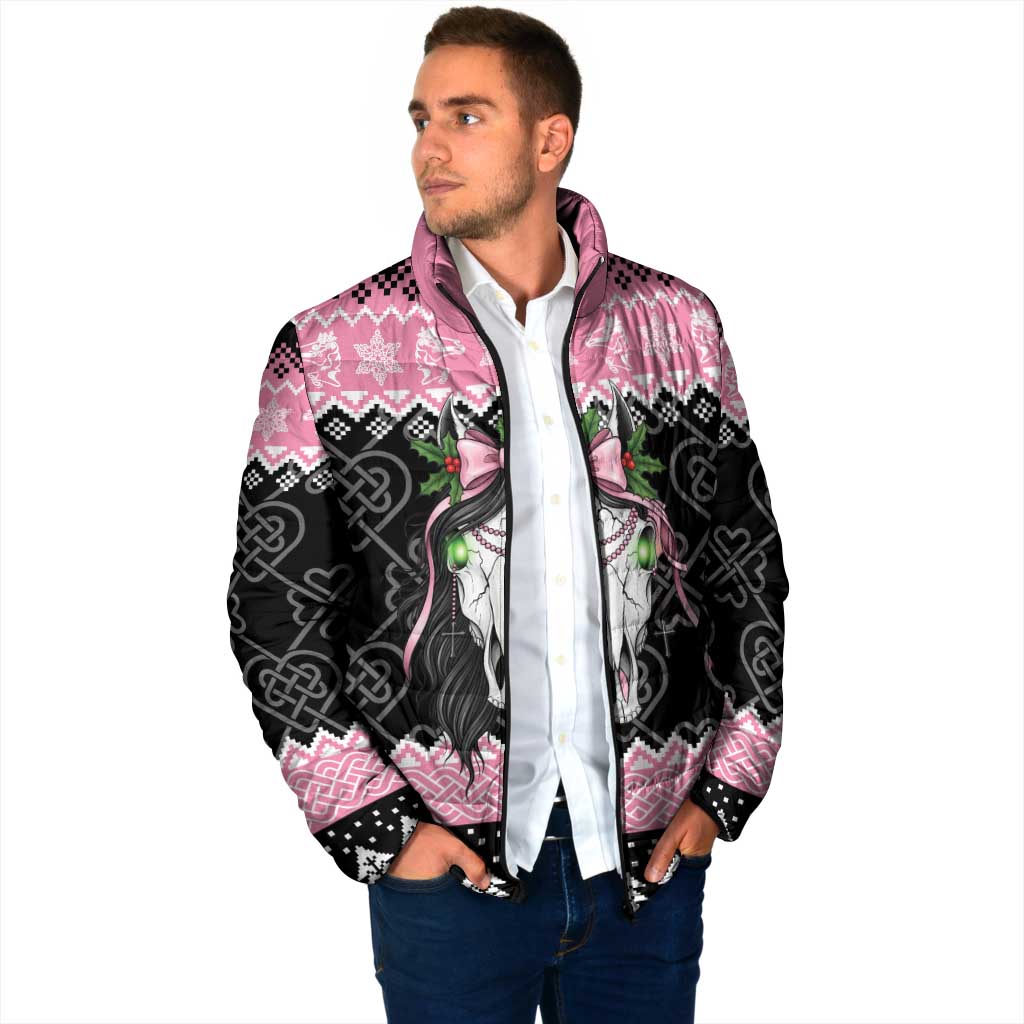 Anglesey Wales Christmas Padded Jacket Pink Mari Lwyd Welsh Celtic Knot - Wonder Print Shop