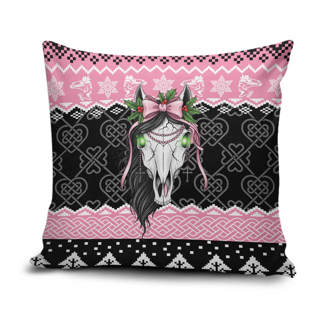 Anglesey Wales Christmas Pillow Cover Pink Mari Lwyd Welsh Celtic Knot - Wonder Print Shop