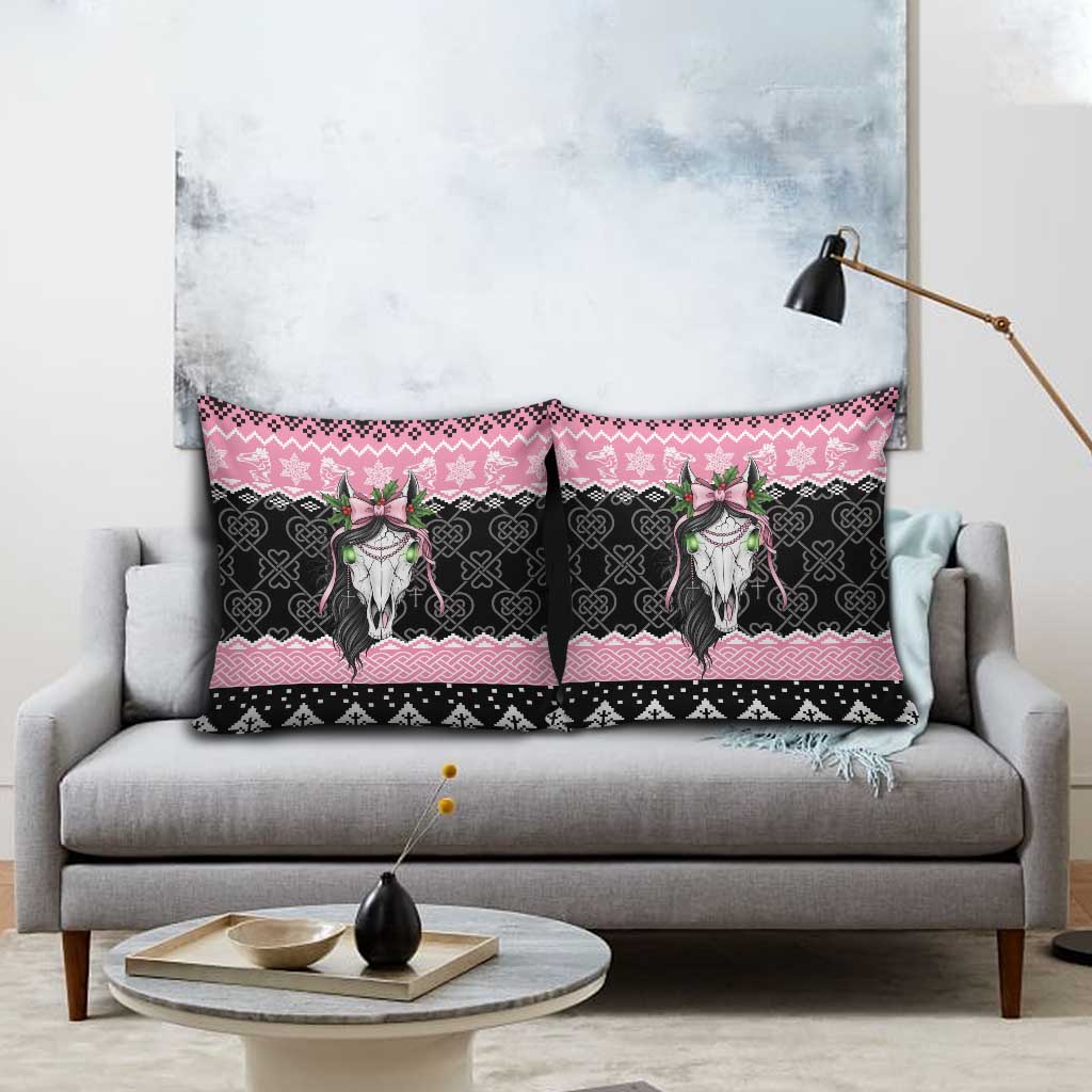 Anglesey Wales Christmas Pillow Cover Pink Mari Lwyd Welsh Celtic Knot - Wonder Print Shop