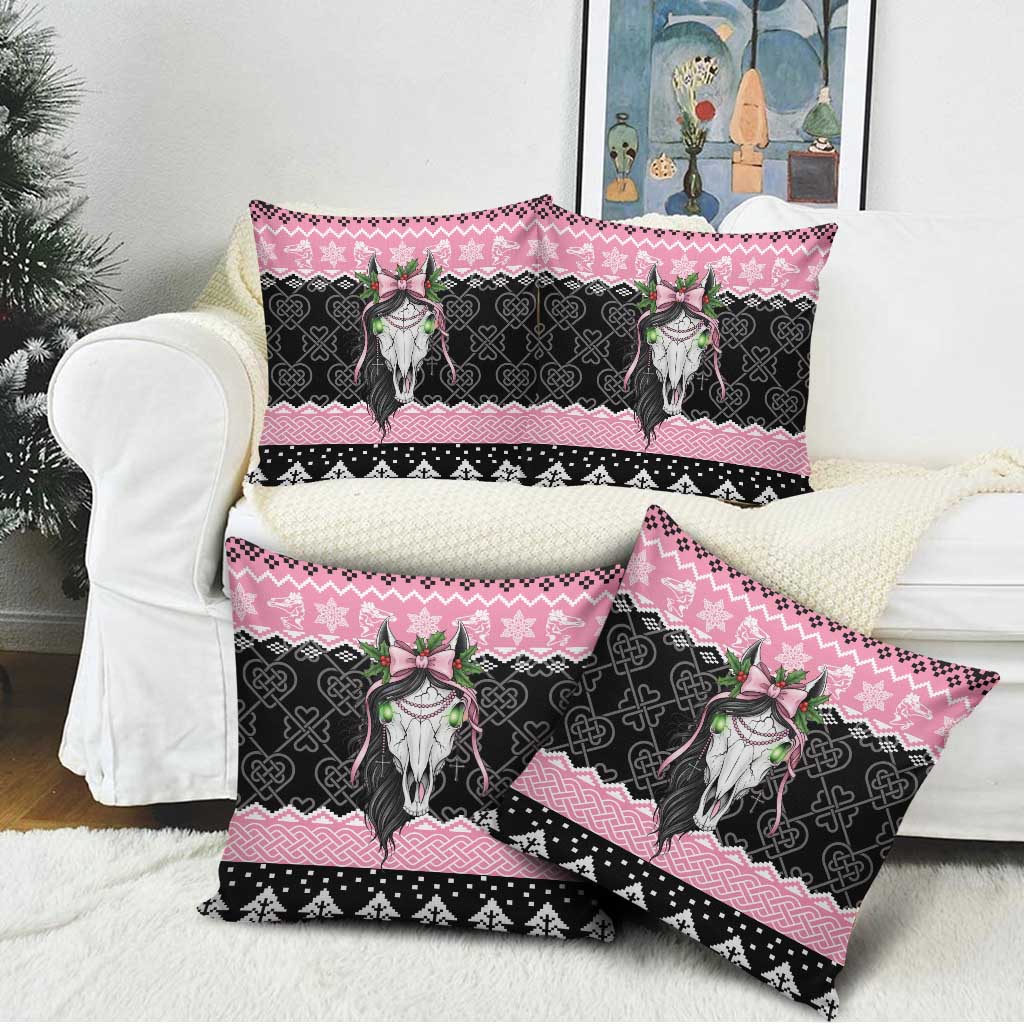 Anglesey Wales Christmas Pillow Cover Pink Mari Lwyd Welsh Celtic Knot - Wonder Print Shop