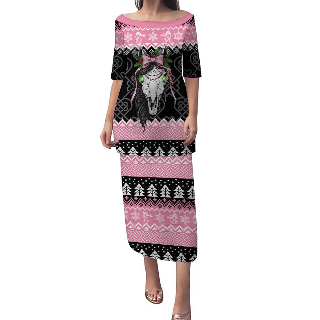 Anglesey Wales Christmas Puletasi Pink Mari Lwyd Welsh Celtic Knot - Wonder Print Shop